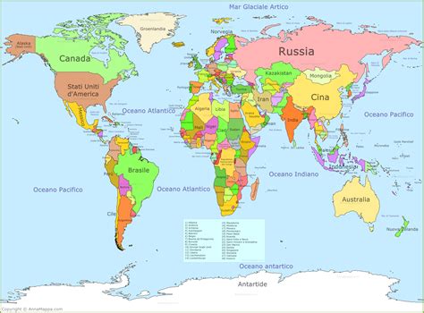 mappa geografica del mondo